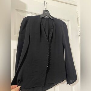 Zara Elegant Black Blouse with Button Detail